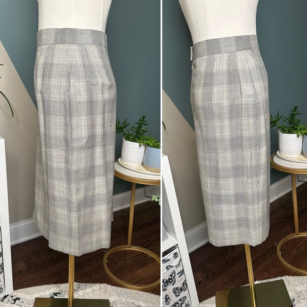 Vintage Escada Margaretha Ley Glen Plaid Wool Blazer Skirt Suit Set Size 12 - Picture 9 of 14
